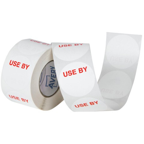 Avery Round Removable Labels 40mm "Use By" Roll of 500 Labels