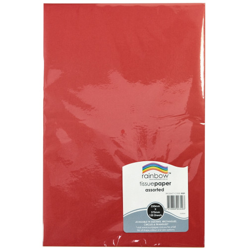 RAINBOW TISSUE PAPER 17 GSM 375MM X 250MM ACID FREE ASSORTED PK120