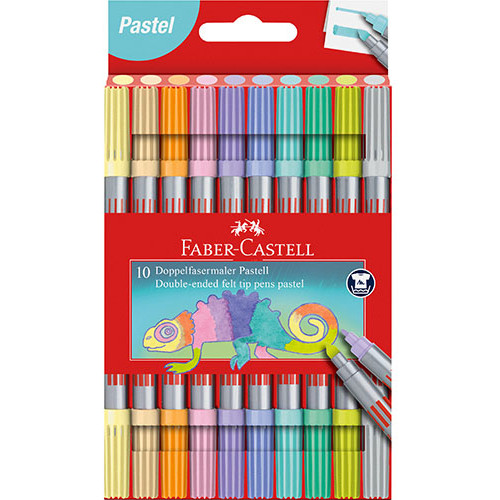 Faber-Castell Double-ended Felt Tip Assorted Marker Pens Pastel Pack of 10