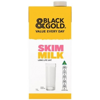 BLACK & GOLD LONG LIFE UHT MILK Skim 1ltr, Pack of 10