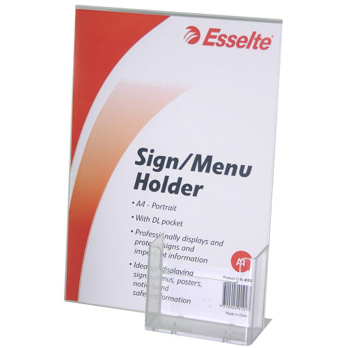 ESSELTE SIGN MENU HOLDER A4 Slanted Portrait Dl Pocket *** While Stocks Last ***