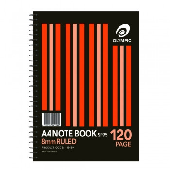 Olympic Spiral Note Book SP95 A4 120 Page 8mm (142459)