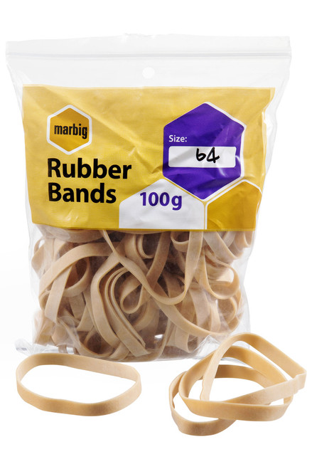 MARBIG RUBBER BANDS No 64 100gm Ziplock Bag