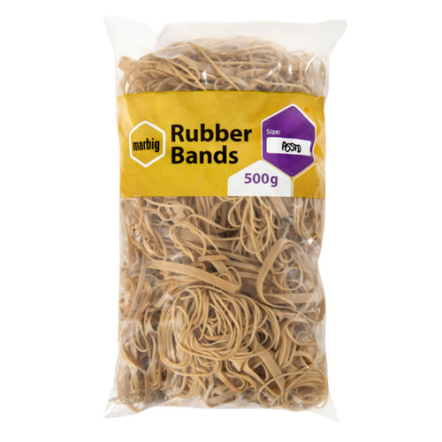 Marbig RUBBER BANDS Assorted 500gm Bag *** While Stocks Last ***