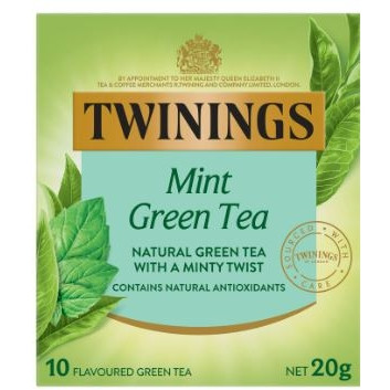 TWININGS TEA BAGS Green Tea and Mint Pk10