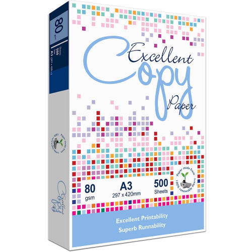 1pk A3 Copy Paper 80gsm 160 CIE Whiteness EXCELLENT COPY PAPER Ream Of 500 Sheets