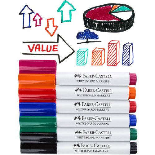 Faber-Castell Connector Whiteboard Markers, Assorted Pack of 6