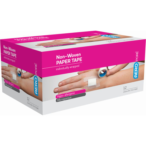 AEROTAPE White Microporous Paper Tape 2.5cm x 5M, Each