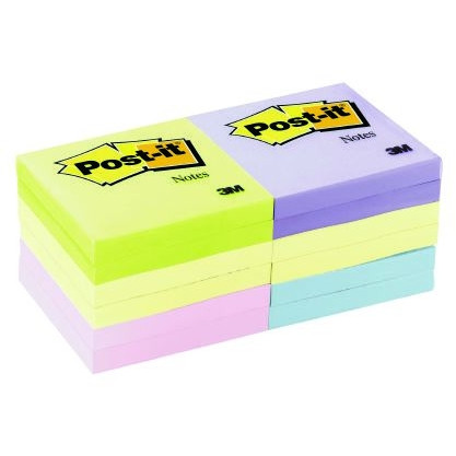 POST-IT 654-AST NOTES Assorted Marseille 73x73mm, , Pack of 12 (70005298941)