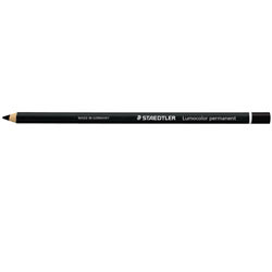 Staedtler 108 Glasochrom Pencil Lumocolour Permanent - Black, Box of 12