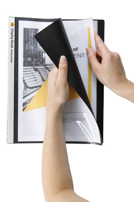 MARBIG A4 NON-REFILLABLE DISPLAY BOOK FIXED POCKET WITH INSERT COVER 20PG BLACK