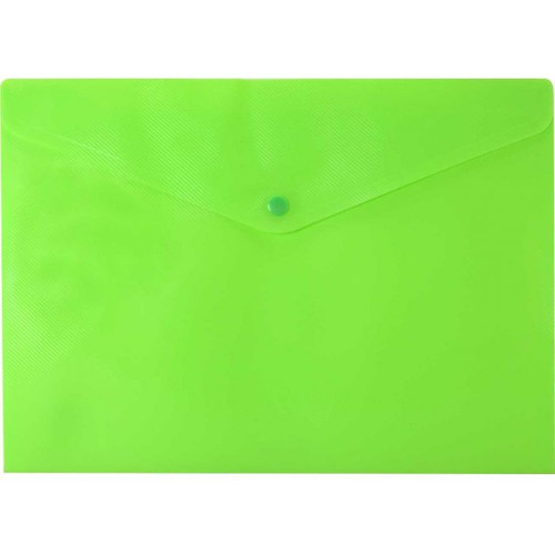 Osmer Plastic Document Wallet with Button Closure A4, Green