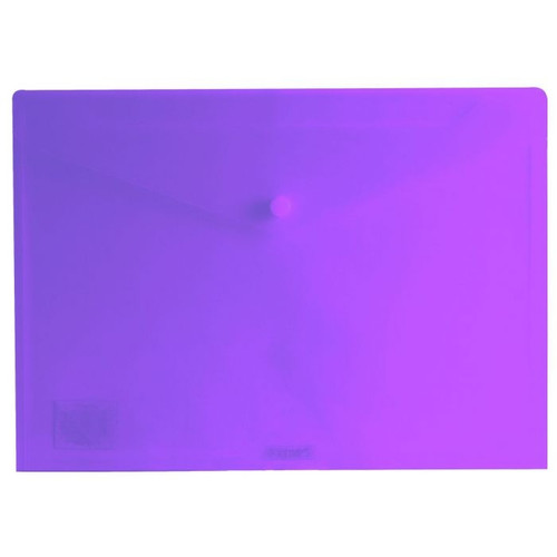 Osmer Plastic Document Wallet with Button Closure A4, Tinted Purple