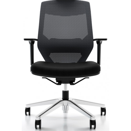 VOGUE OFFICE CHAIR Black Heavy Duty Medium Back Mesh Chair W/ Aluminium Base, Black Fabric Seat
110KG Weight Rating