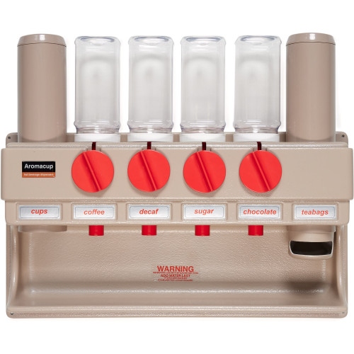 AROMACUP INSTANT HOT BEVERAGE DISPENSER 4 ingredient dispensers, 1 cup dispenser & teabag chute.