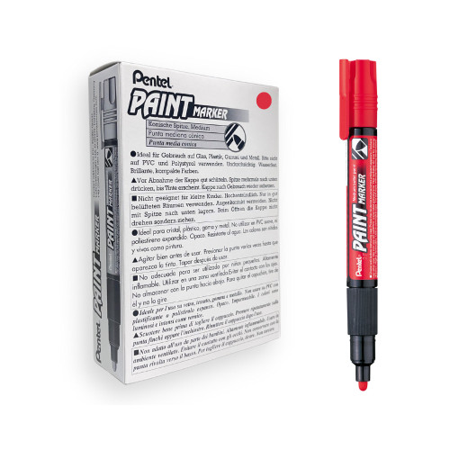 Pentel MMP20 Paint Marker Medium Bullet 3.0mm Red, Box of 12