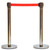 Retractable Belt Barrier Bollard - Stainless Steel - Red