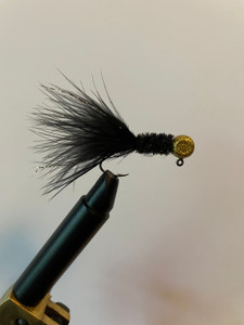 Gold Head, Black Body, Black Tail Crappie Jig.