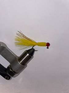 Red Head, Yellow Body, Yellow Tail, Crappie Jig. Red Head, Yellow Body, Yellow Tail, Crappie Jig.