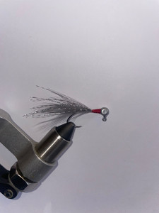 Chrome Head Gray Hackle Red 210 Denier Thread. Great for dock shooting and vertical jigging.