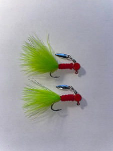 Red Red Chartreuse Underspin Crappie Jig Red Red Chartreuse Underspin Crappie Jig