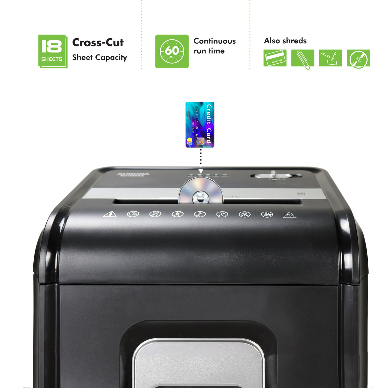 Aurora AU1880XA Anti-Jam Heavy Duty 18-Sheet Crosscut Paper/ CD