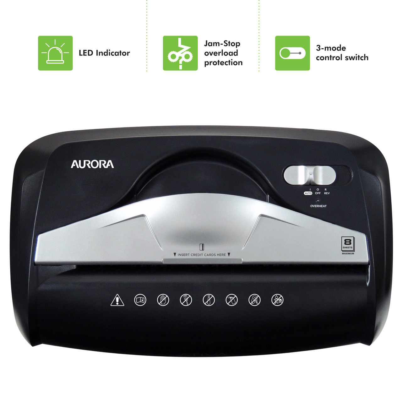 Aurora AU870MA High-Security 8-Sheet Micro-Cut Paper, Credit Card
