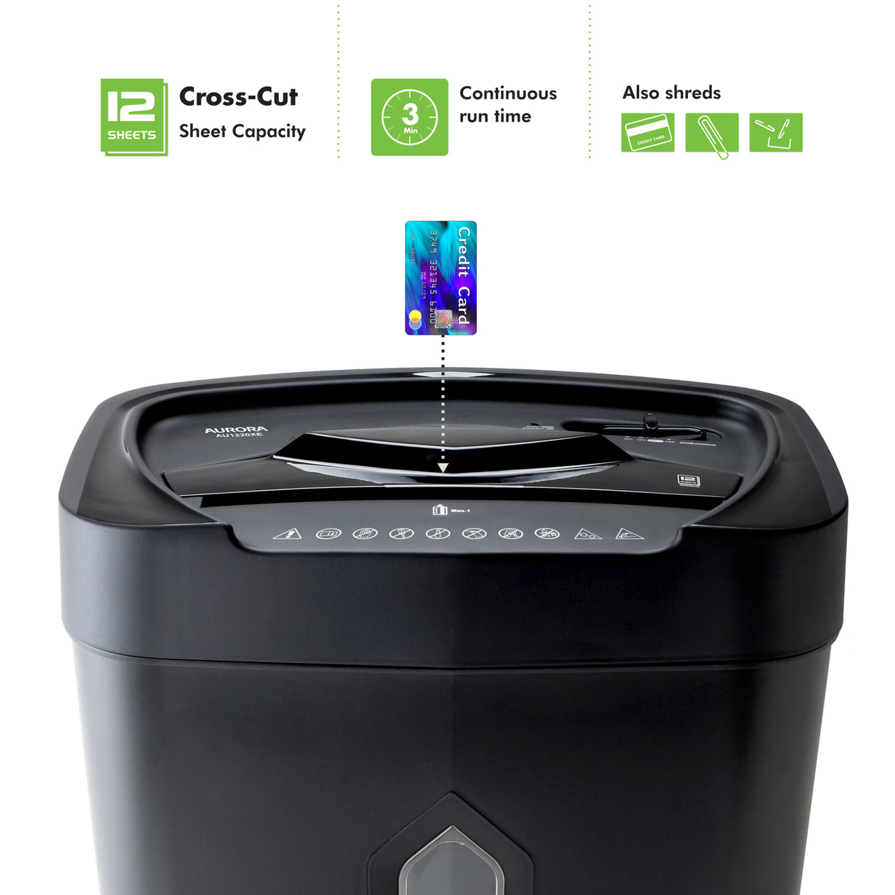 Aurora AU1220XE 12-Sheet Crosscut Paper Shredder with 5.2-gallon