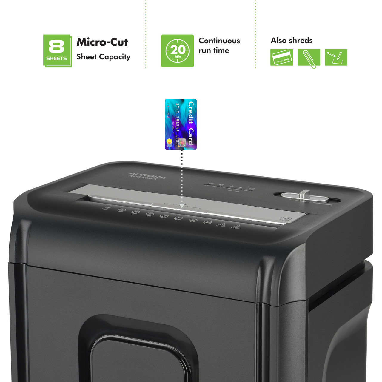 Aurora AU830MA High-Security 8-Sheet Micro-Cut Paper and Credit
