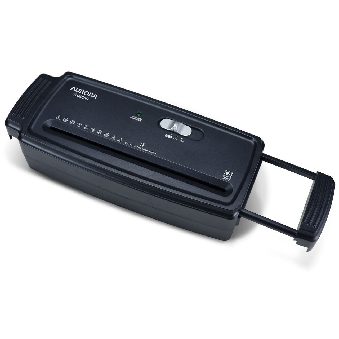 Aurora AU660S 6-Sheet Strip Cut Paper / Credit Card Shredder