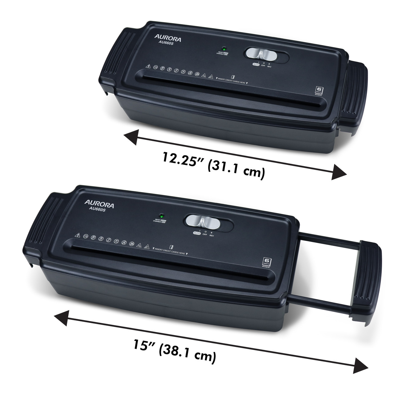 Aurora AU660S 6Sheet Strip Cut Paper / Credit Card Shredder Without Wastebasket, Portable with