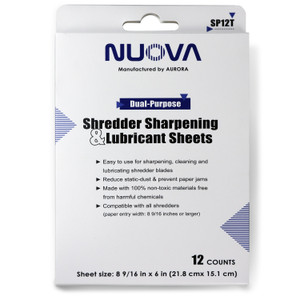 Nuova SP12T Paper Shredder Sharpening & Lubricant Sheets - 12 Count