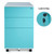Aurora FC-103BL Modern Soho Design 3-Drawer Metal Mobile File Cabinet, Aqua Blue