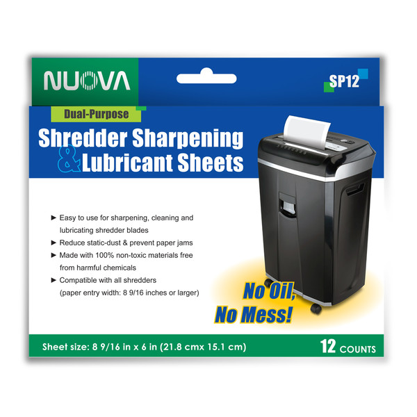 Nuova Shredder Sharpening & Lubricant Sheets - 12 counts