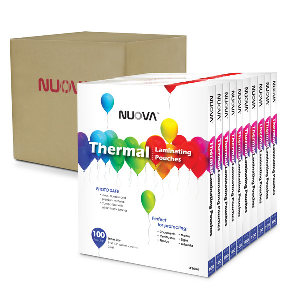 Nuova LP100H-10PK Premium Thermal 100-Pack Laminating Pouches 9" x 11.5", Letter Size, 3 mil, 10 Packs (1,000 Sheets)