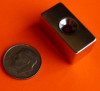 Neodymium Magnet 1 in x 1/2 in x 1/2 in w/1 Countersunk Hole NdFeB Block