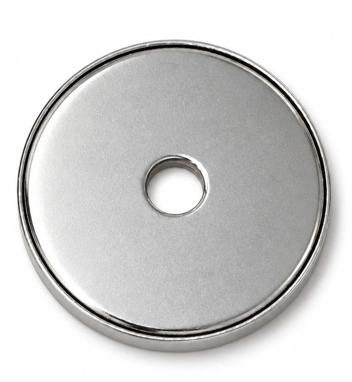 N52 1 x 1/8 Inch Neodymium Magnet Encased in Protective Steel - Shatter-Resistant Screw-Mount Magnet