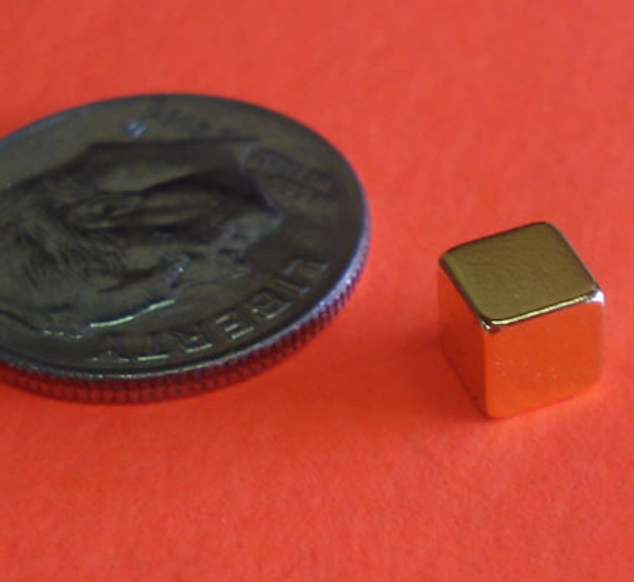 Neodymium Cube Gold Coated 3/16 in Rare Earth Magnets N42