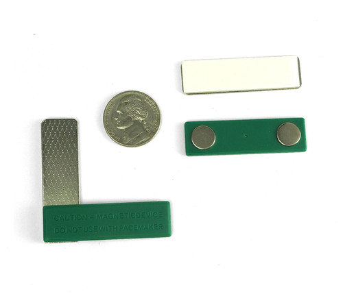 100 Name Badge Magnets Green Plastic w/2 Neodymium Magnets with Adhesive Tape 100 Name Badge Magnets Green Plastic w/2 Neodymium Magnets with Adhesive Tape
