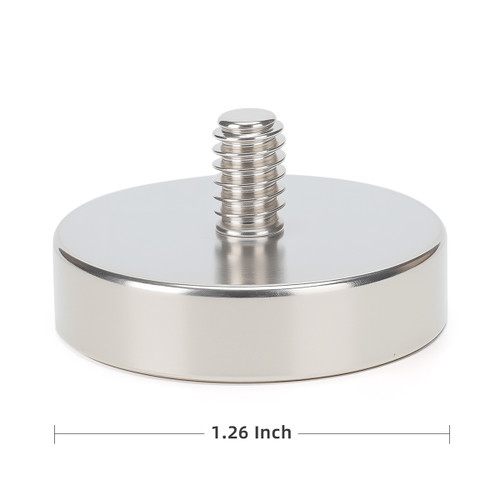1.26 inch Rare Earth Neodymium Pot Magnets #1/4-20 Thread Male Stud