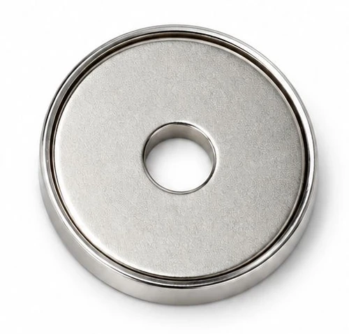 N52 3/4 x 1/8 Inch Neodymium Magnet Encased in Protective Steel - Shatter-Resistant Screw-Mount Magnet