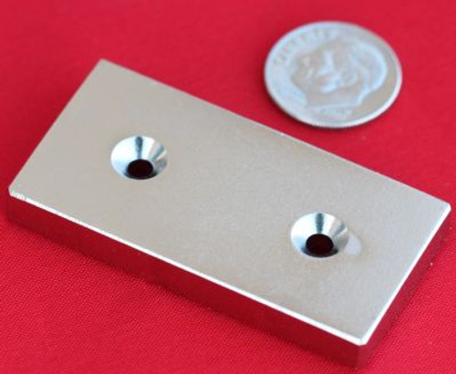 Neodymium Magnets 2 in x 1 in x 1/4 in Bar w/2 Countersunk Holes