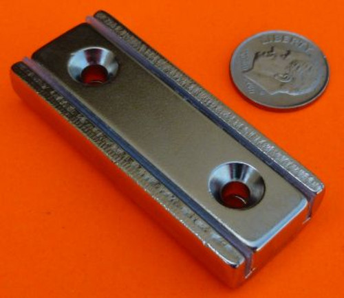 1.5 in X 13/16 in X 3/8 in Channel Magnet-Rectangular Cup Magnet W/2 Countersunk Holes