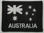 Australian Flag White on Black 75mm x 55mm with Velcro Backing