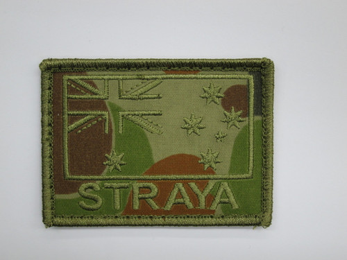 STRAYA -  MORALE PATCH Green on Auscam75mm x 55mm