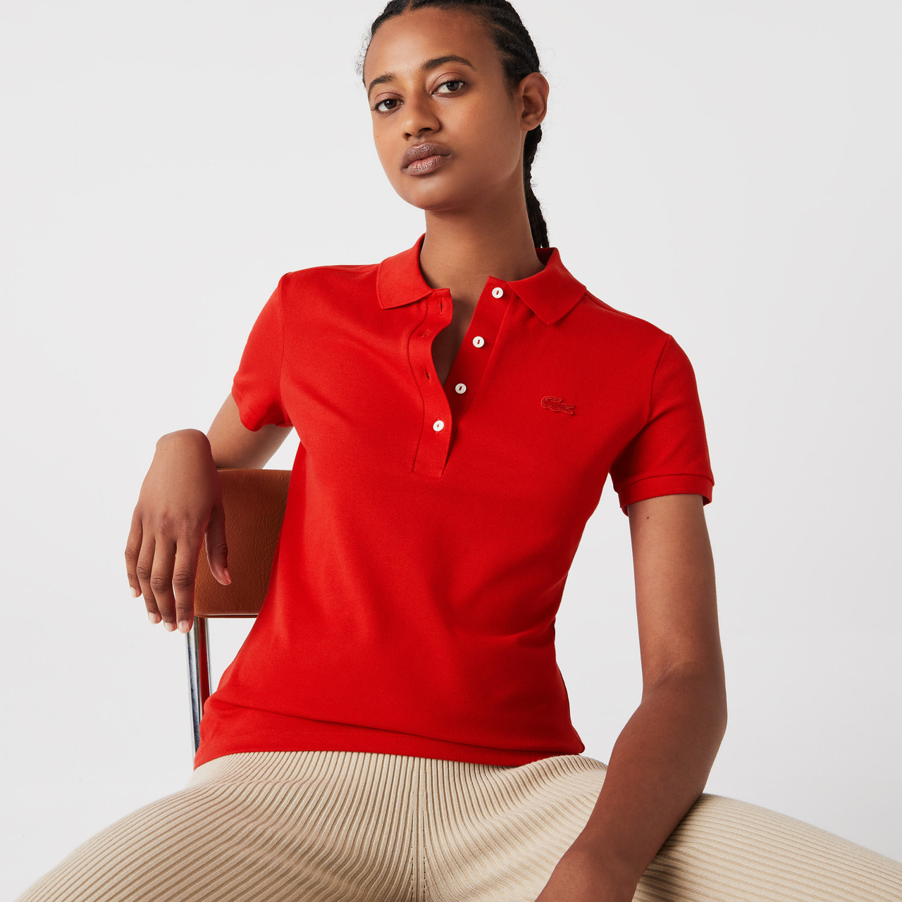 Lacoste Women's Slim Fit Mini Cotton Piqué Polo Shirt PF7845 Shop Sara Jane