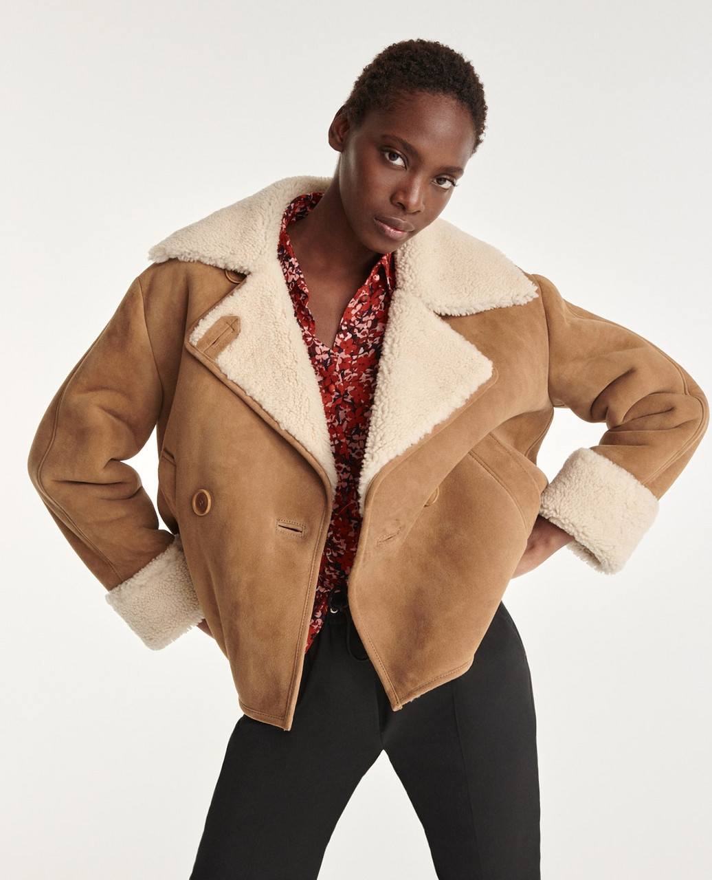 The Kooples Sheepskin Sherling Jacket FCUI23014K