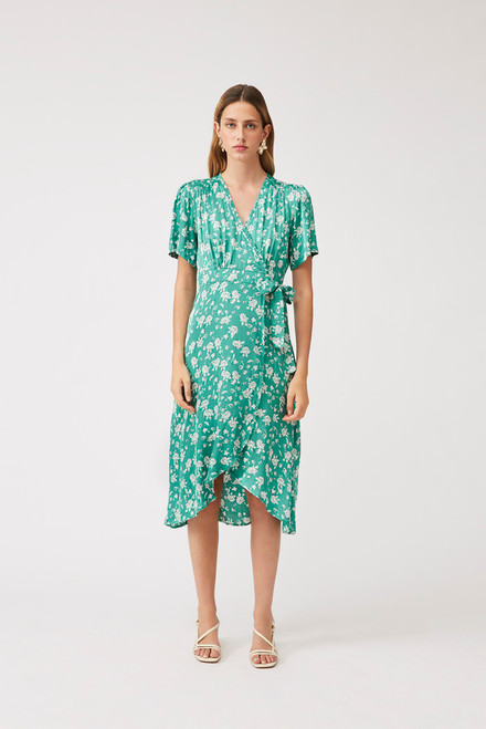 Suncoo Paris Camboa Green Print Midi Dress S22C03032