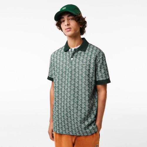 Unisex Lacoste LIVE Classic Fit Monogram Jacquard Polo