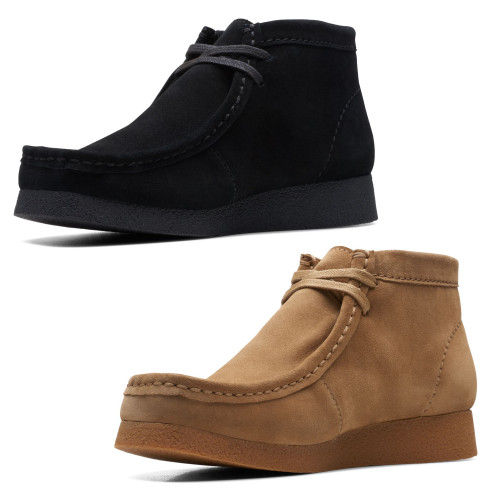 Clarks Men's Wallabee Evo Boot: Black Suede / Dark Sand Suede